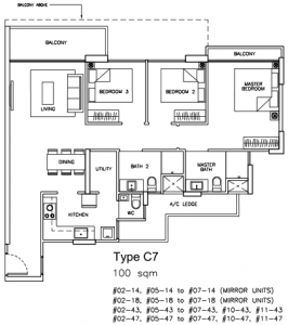 Pasir Ris EC Floor Plans 3 Bedroom Type C7
